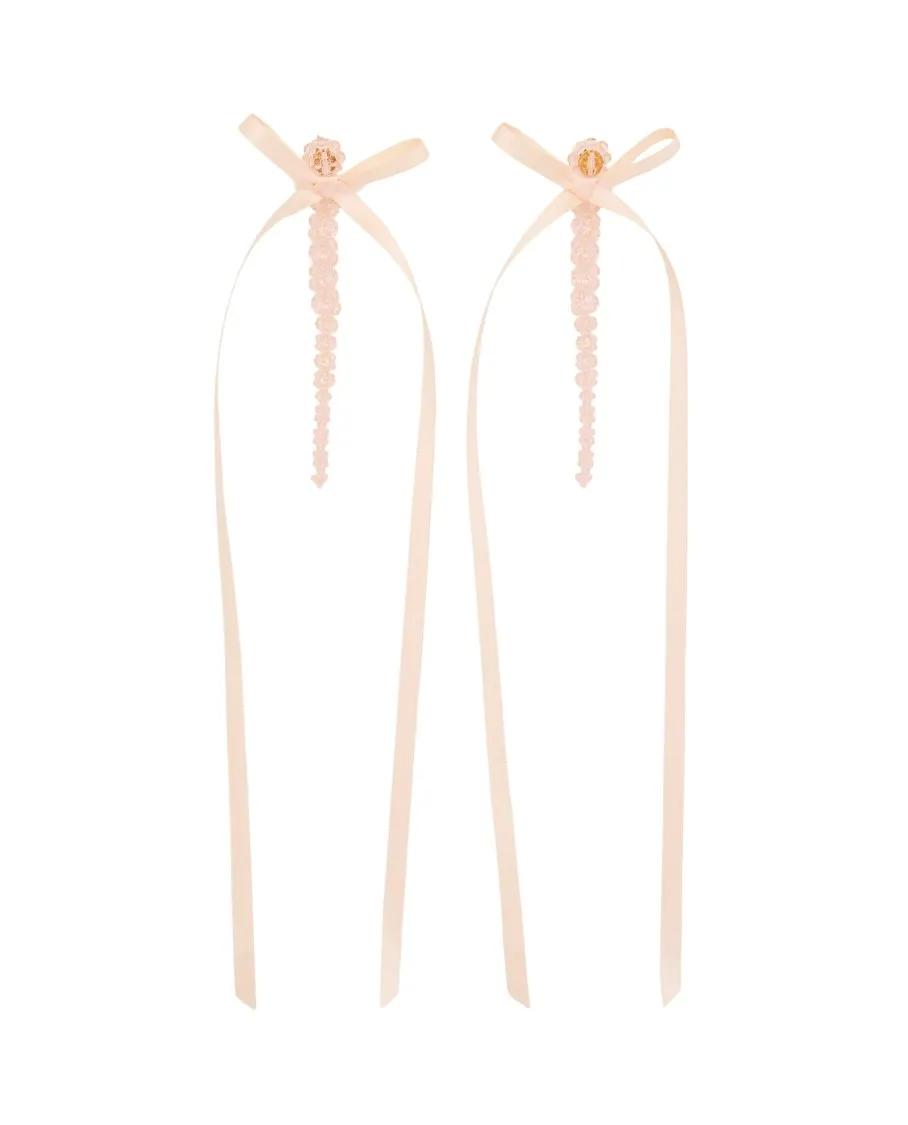 Simone Rocha Ohrringe - Bow Ribbon Drip Earrings - Gr. unisize - in Rosa - für Damen