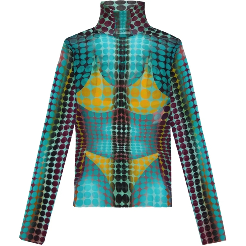 Jean Paul Gaultier T-Shirt Re-edition High Neck With Long Sleeves Blue/purple gelb