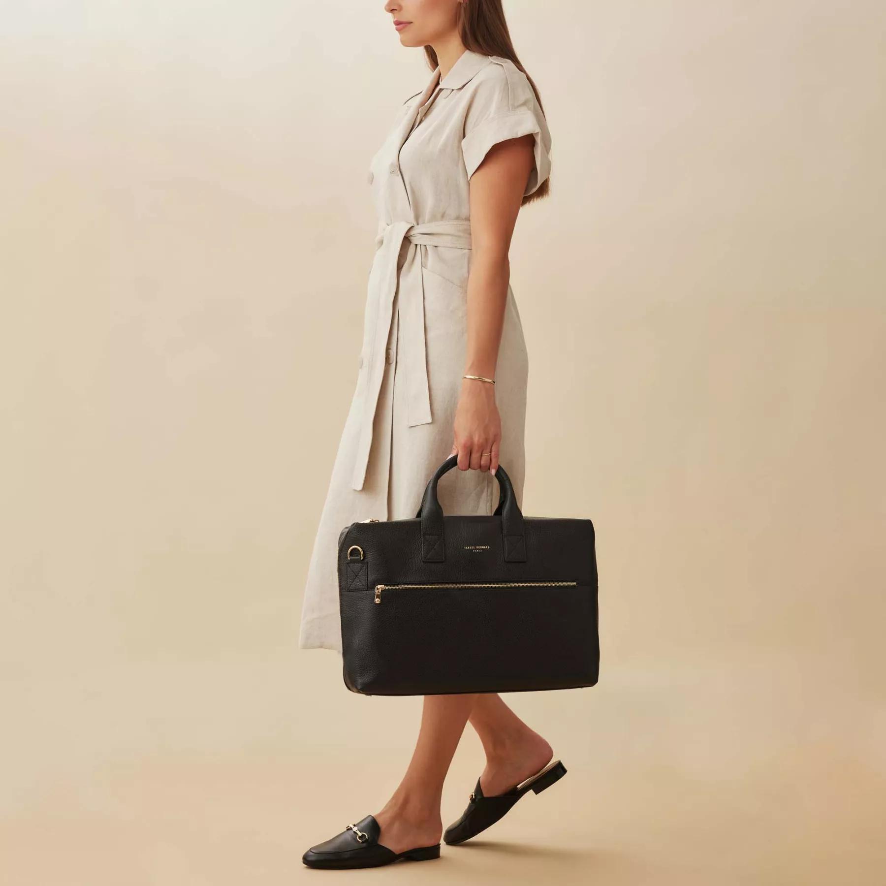 Isabel Bernard Aktetas Honoré Anique black calfskin leather handbag with in zwart