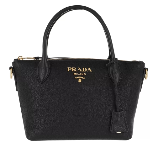 Prada Handbag Tote Calf Leather Black Rymlig shoppingväska