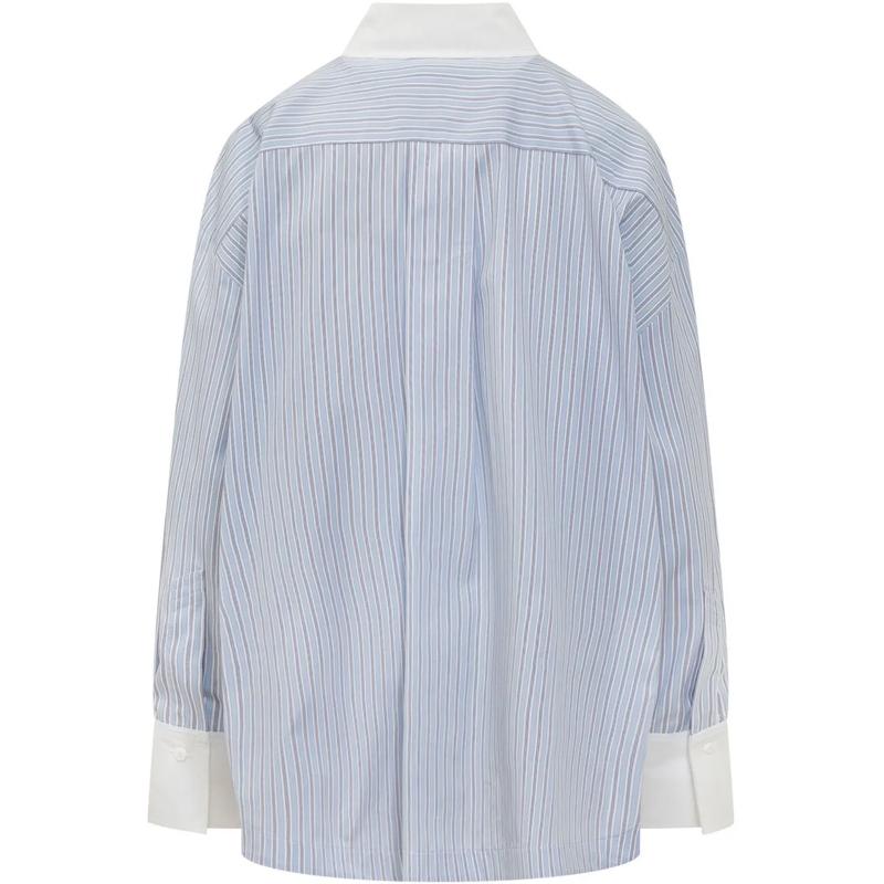 The Attico Bluse Camicia a Righe con Orlo Asimmetrico hellblau(Image 2)