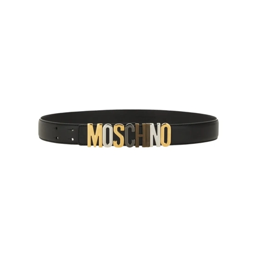 Moschino Gürtel Leather Belt With Bold Logo Design Black