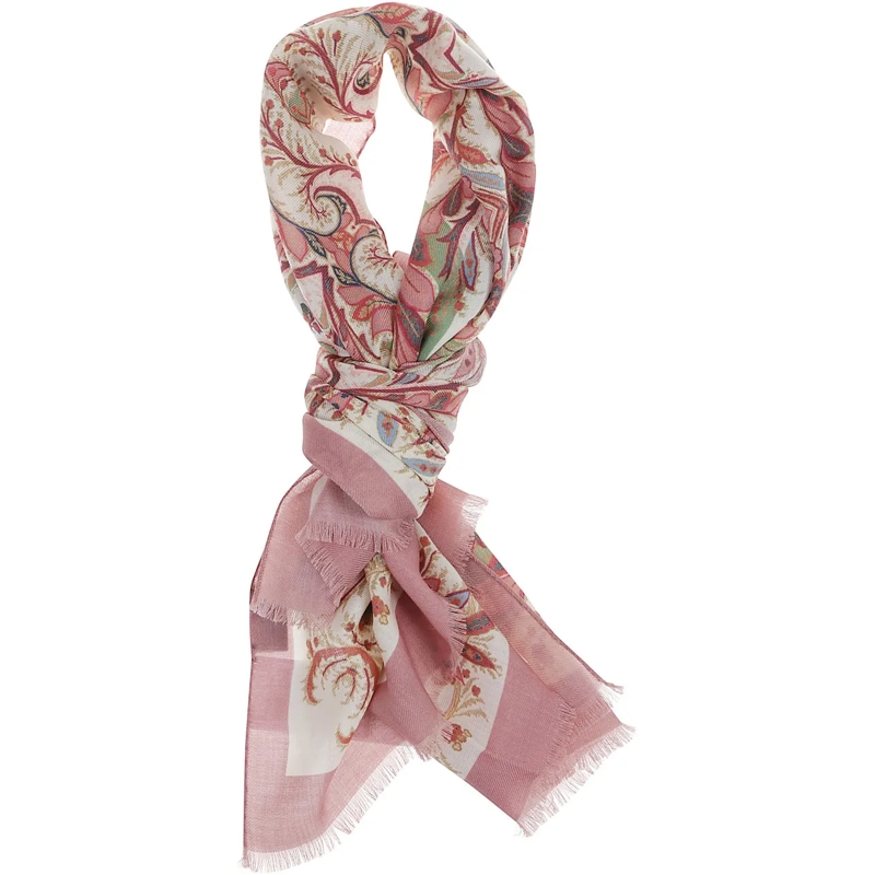 Etro Écharpe en laine Boheme Scarf White weiß
