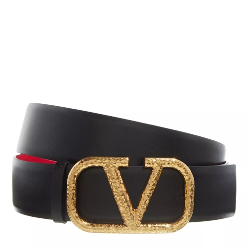 Valentino Garavani V Logo Signature Belt Black Red Ledergürtel