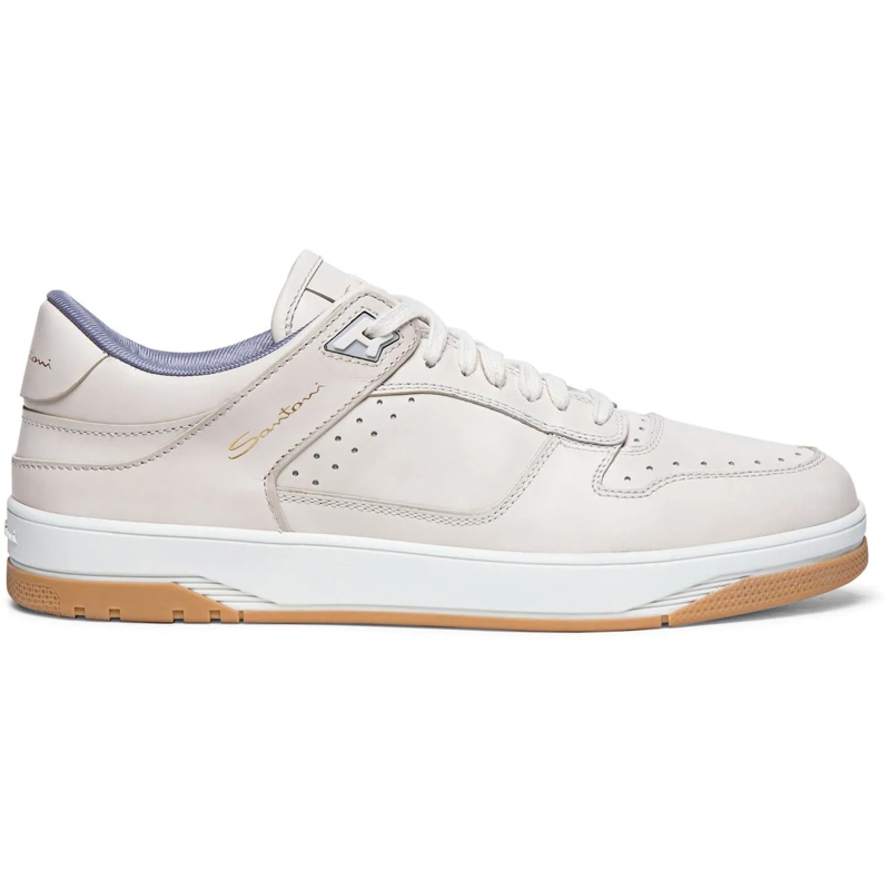 Santoni Sneaker basse Men's nubuck sneaker weiß