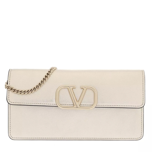 Valentino Garavani V Sling Chain Wallet Leather Gold Clutch
