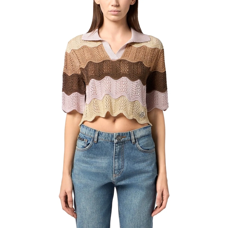 Philipp Plein Top Knitted Polo T-Shirt Color Wave rose(Image 3)