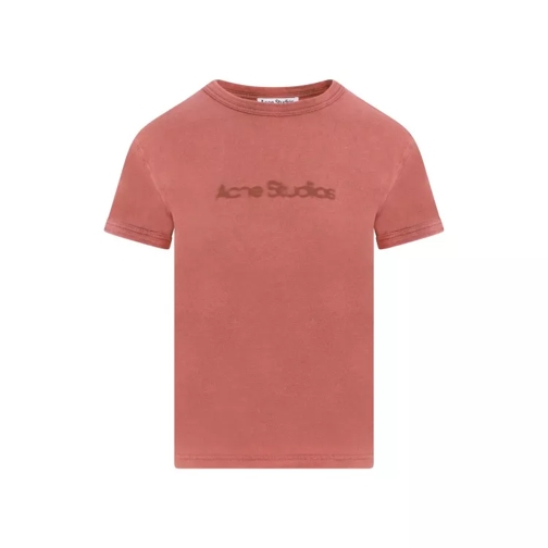 Acne Studios Rust Red Logoed Cotton T-Shirt Burgundy 