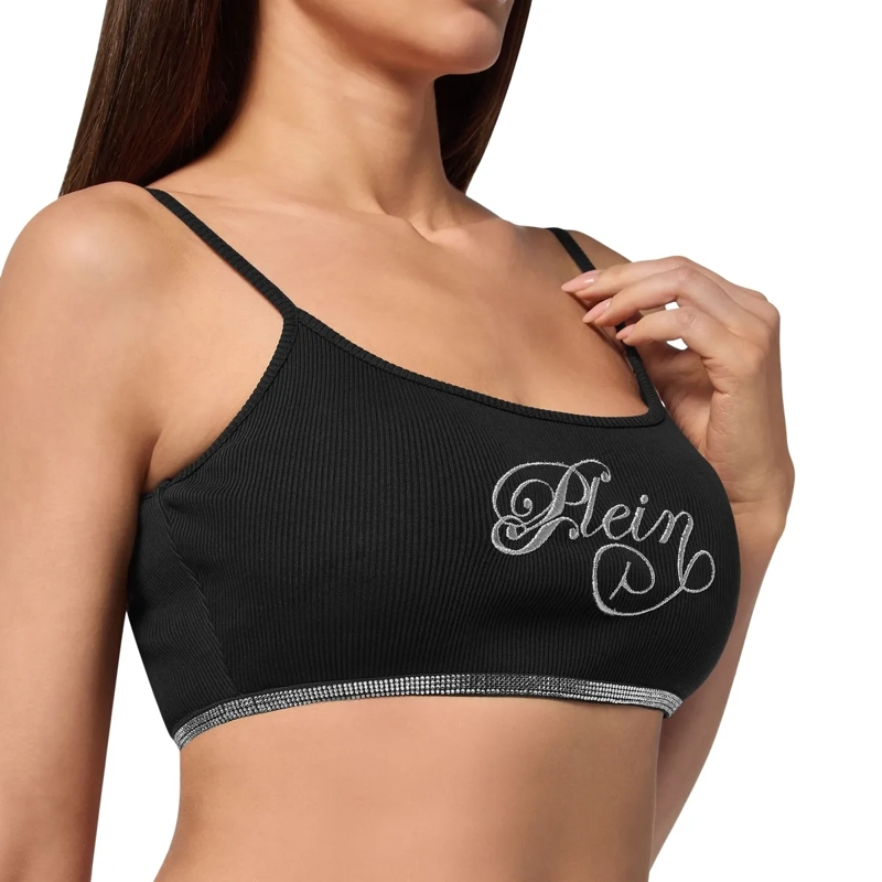 Philipp Plein Top Tanktop Signature Mit Schmucksteinen schwarz(Image 5)