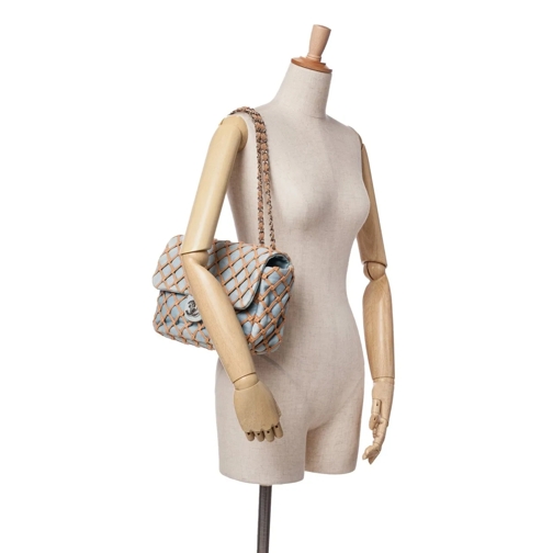 Chanel Sac à bandoulière 2010-2011 Jumbo Denim Canebiers Net Flap blau (Image 10)