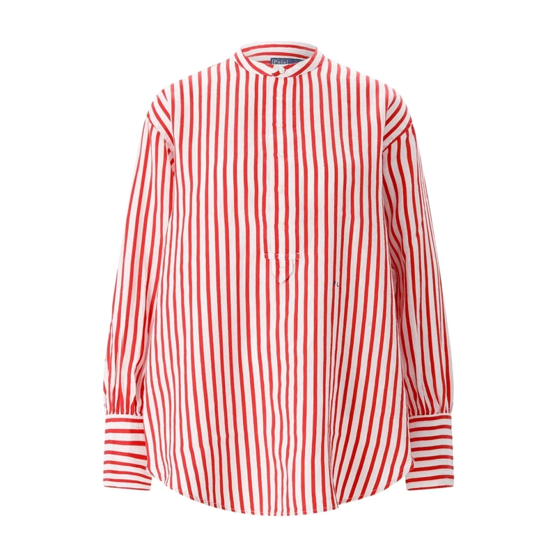 Polo Ralph Lauren Bluse Gestreifte Leinenbluse rot