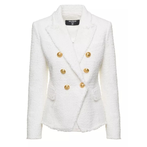 Balmain White Double-Breasted Jacket With Gold-Colored Bra White 
