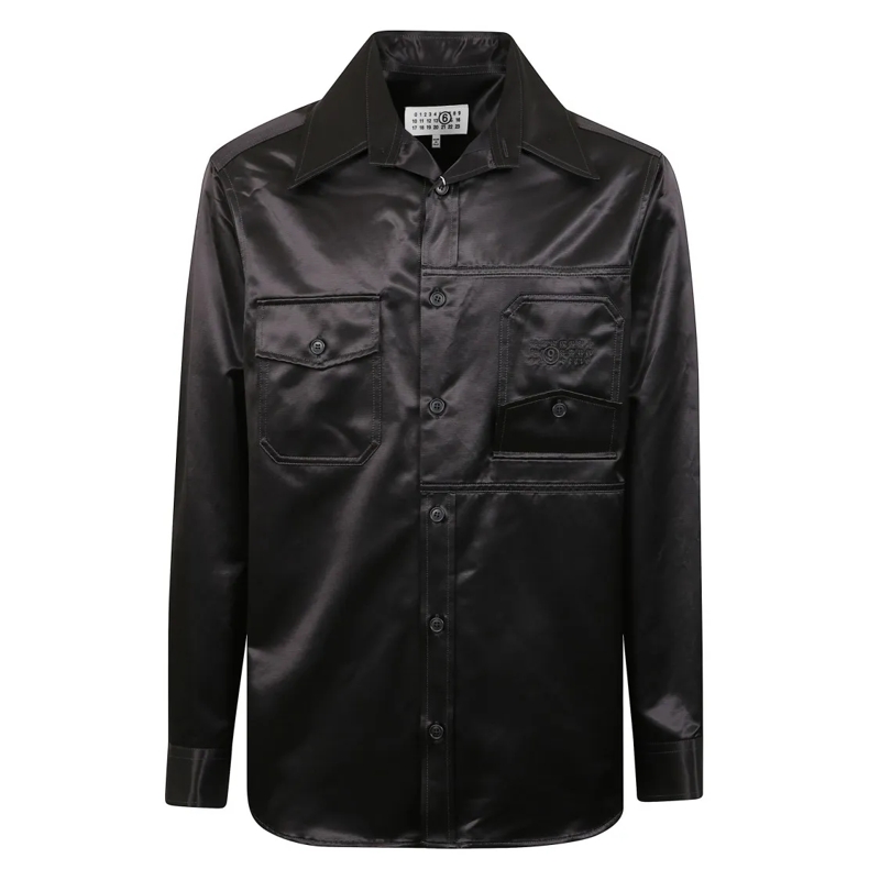 MM6 Maison Margiela Hemd Glossy Long-Sleeve Shirt Black