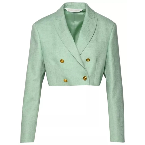 Palm Angels Green Linen Blazer Green 