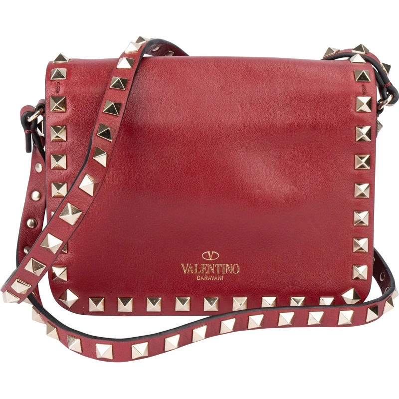 Valentino Garavani Tote Valentino Garavani Red Leather Spikes Rockstud Cro rot