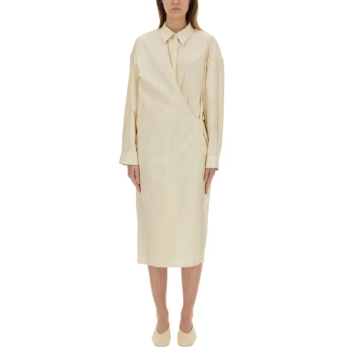 Lemaire Midi-Kleider "Straight Collar Twisted" Dress Neutrals