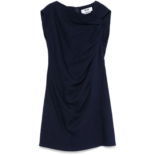 MSGM Mini robes Asymmetric Neck Sleeveless Viscose Dress Black