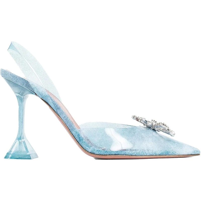 Amina Muaddi T-shirt Amina Muaddi 95mm Rosie Glass Pumps blau