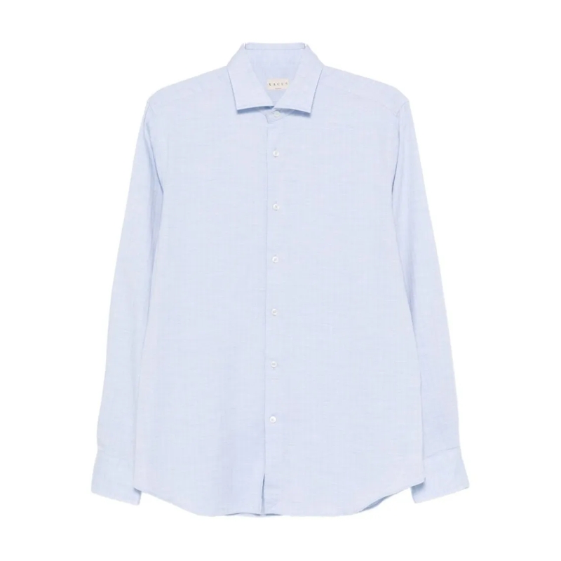 Xacus Chemise Light Blue Checked Tailored-Fit Shirt White