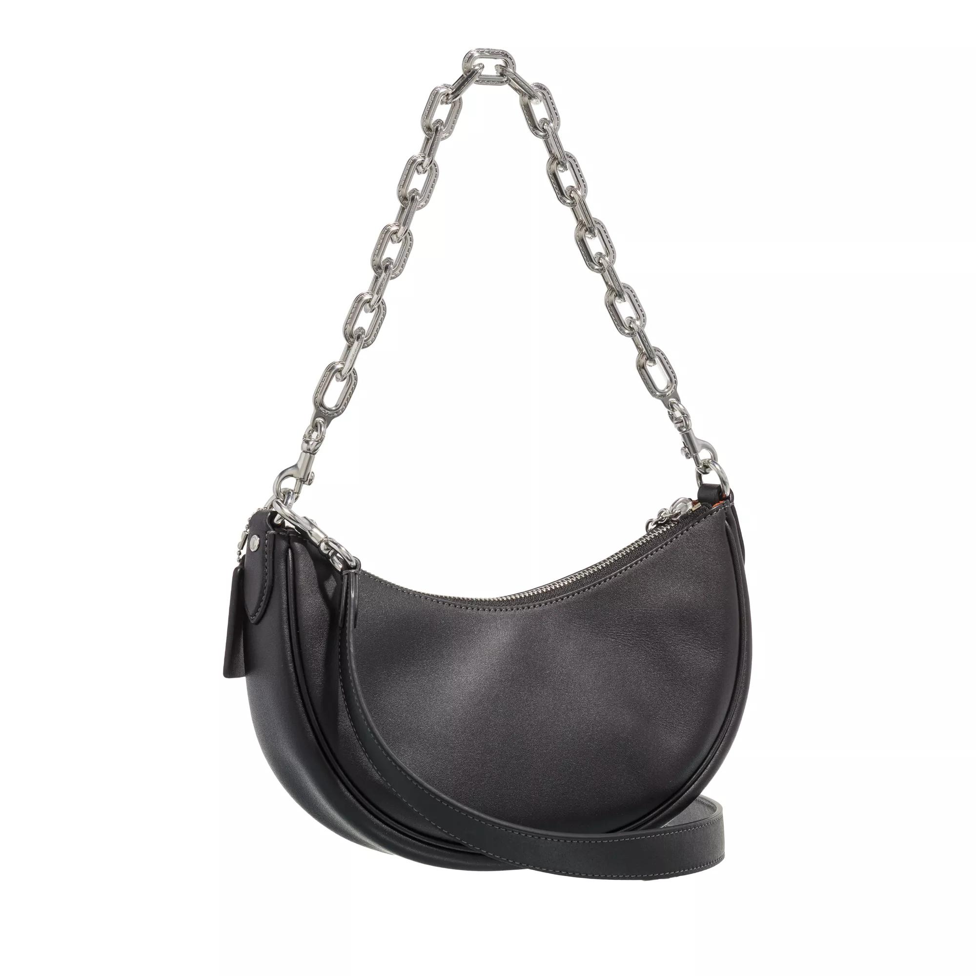 Coach Pochettes Glovetanned Leather Crescent Shoulder Bag With Cha in zwart