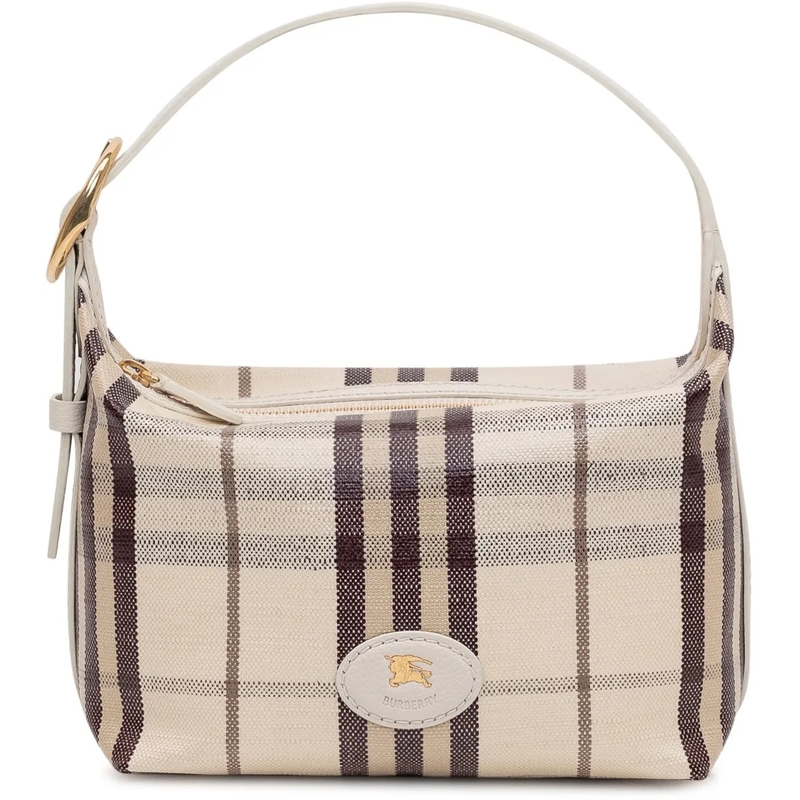 Burberry Schultertasche Borsa Highlands in Tessuto e Pelle beige