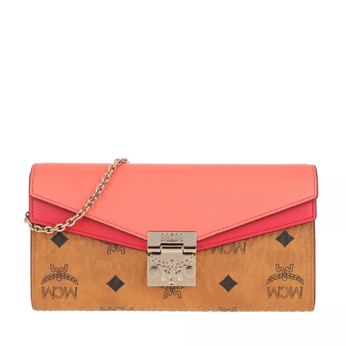 MCM Patricia Visetos Large Wallet Hot Coral Wallet On A Chain