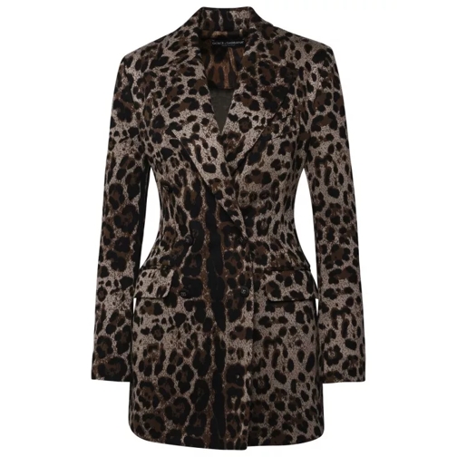 Dolce&Gabbana Leopard Viscose Blazer Brown 