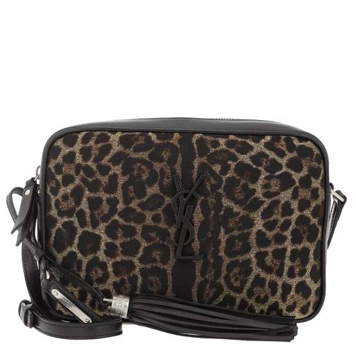 Saint Laurent Monogramme Leopard Print Camera Bag Leather Natural/Black Cross body-väskor