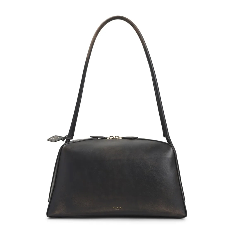 Alaia Sac à bandoulière Structured Nude Calf Leather Shoulder Bag With Gol Black