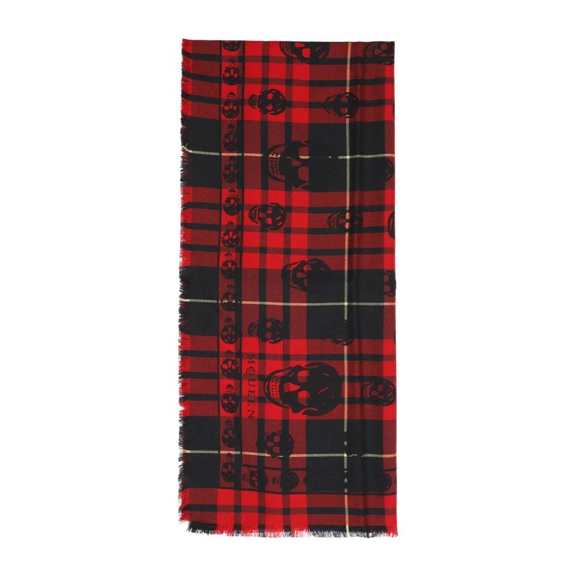 Alexander McQueen Tücher & Schals - Kull On Tartan Foulard Scarf - Gr. unisize - in Rot - für Damen