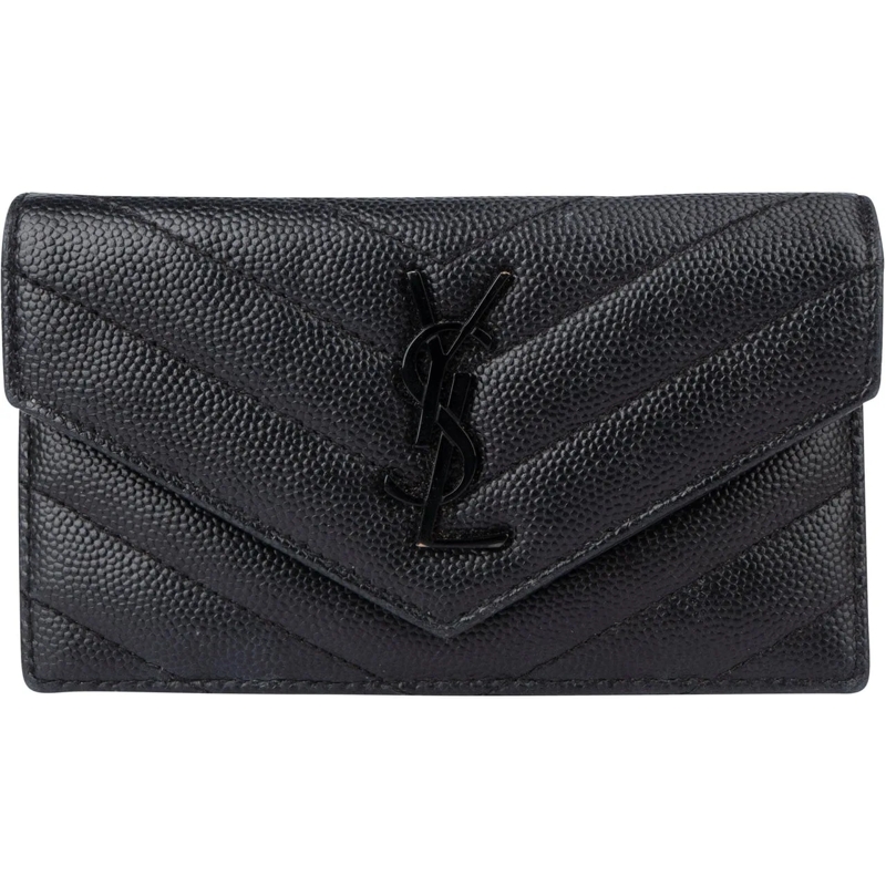 Saint Laurent Geldbörse Saint Laurent Chevron Caviar Leather Compact Walle schwarz
