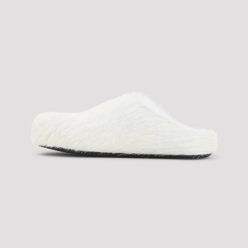 Marni Mules Natural White Calf Hair Fussbett Mules White