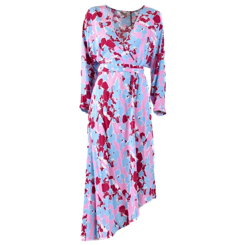 Diane von Furstenberg Midi-jurk Viscose Wrap Dress With Asymmetrical Hem And Belte Multicolor