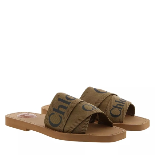 Chloé Chloé Canvas Logo Sandals Brown Slip-in skor