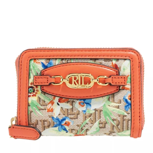 Lauren Ralph Lauren Ovl Sm Zip Wallet Small Prnt Khaki Mjcqrd/Portside Crl Portemonnaie mit Zip-Around-Reißverschluss