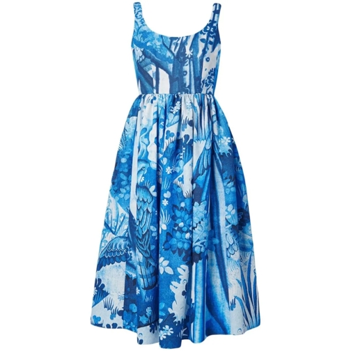 Erdem Blue Floral Printed Dress Blue Midi Jurken