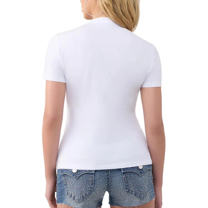 True Religion T-Shirt - T-Shirt- Crewneck- Aufgedrucktem Logo auf Fron weiss(Image 3)