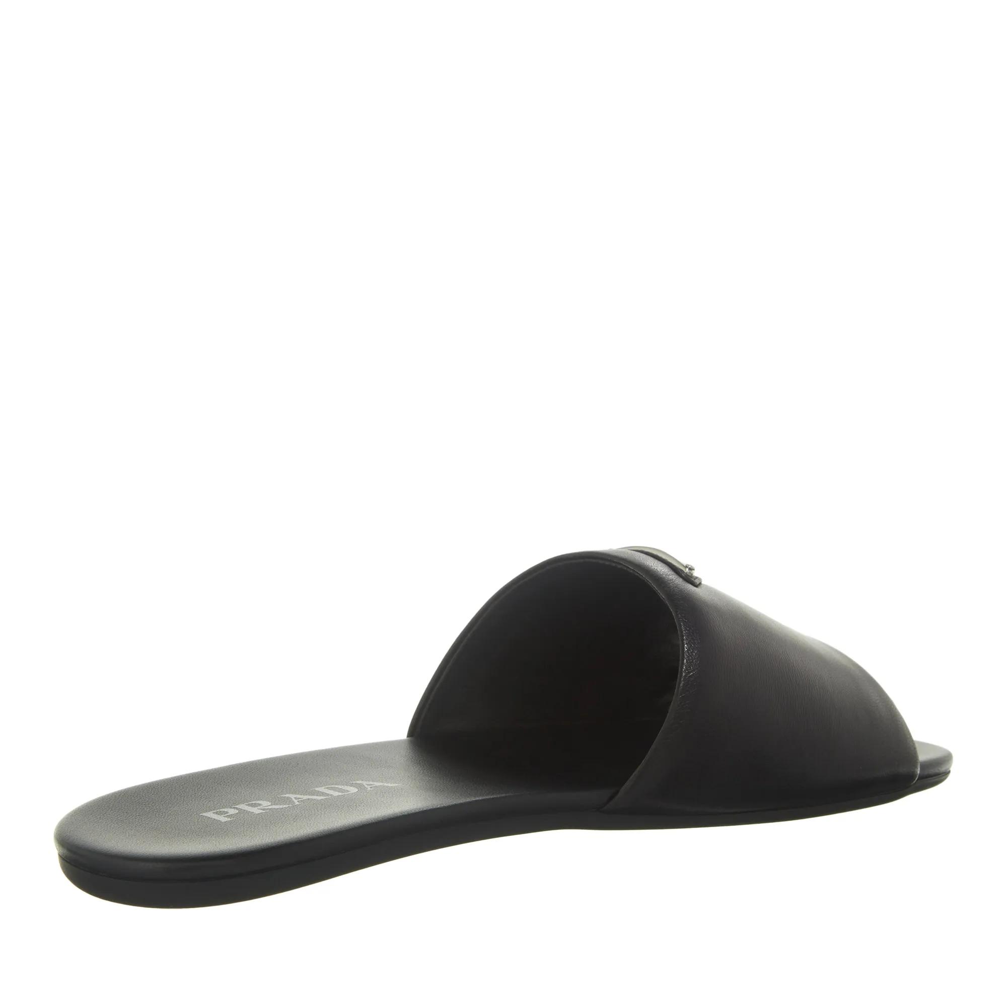 Triangle Logo Slip On Sandals Black Slide