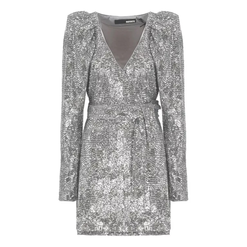 Rotate Wrap Mini Dress With Paillettes Grey 