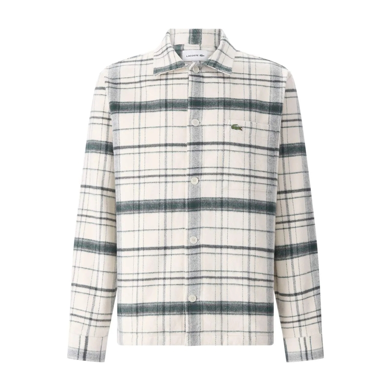Lacoste Hemd Kariertes Overshirt Creme
