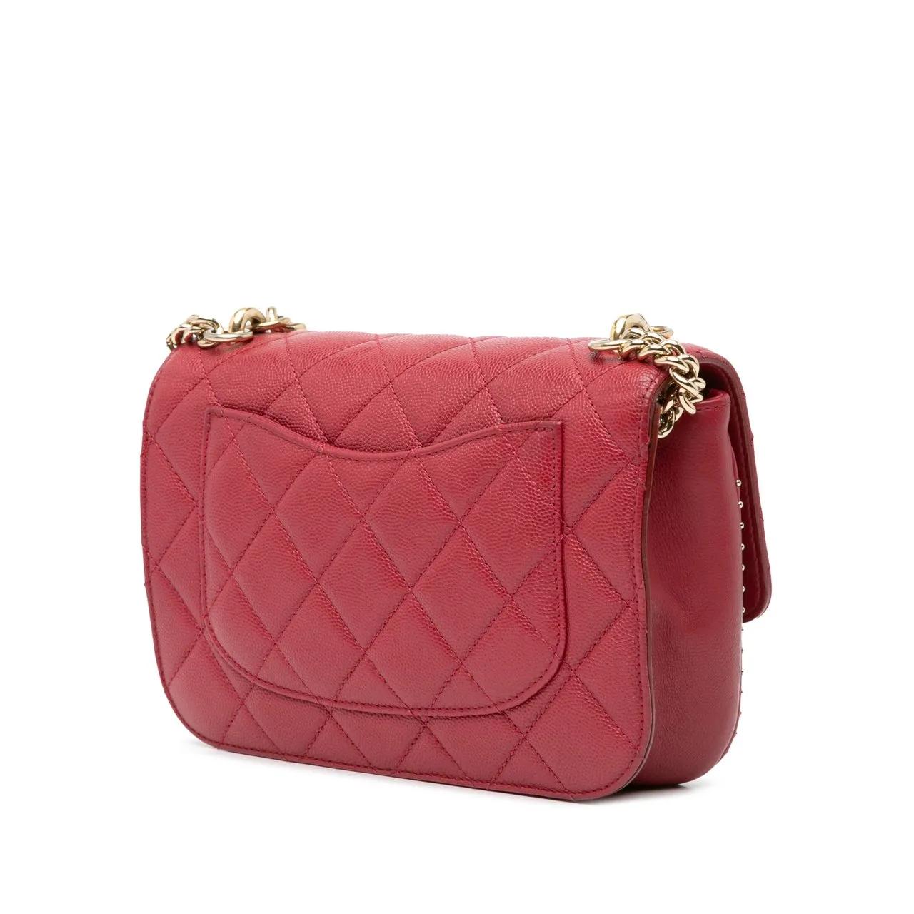 Chanel Hobo bags 2017-2018 Small Quilted Caviar Studded Chain Handl in rood