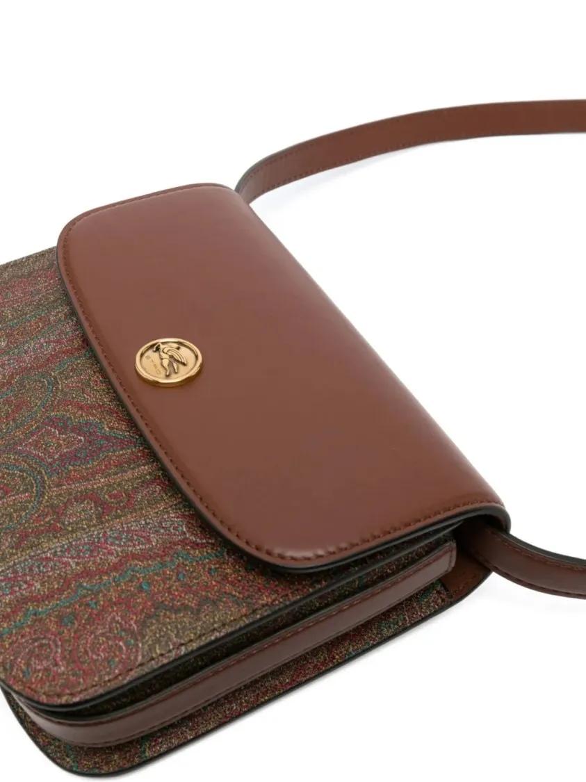 ETRO Hobo bags Paisley-Print Logo Plaque Crossbody Bag in bruin