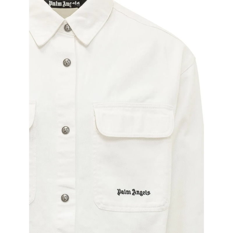 Palm Angels Haut décontracté Camicia con Tasche e Bottoni weiß(Image 4)