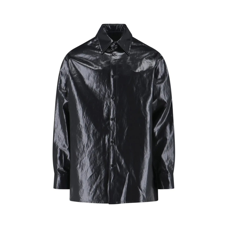 MM6 Maison Margiela Hemd Button-Up Black Shirt With Tailored Fit And Pointe Black