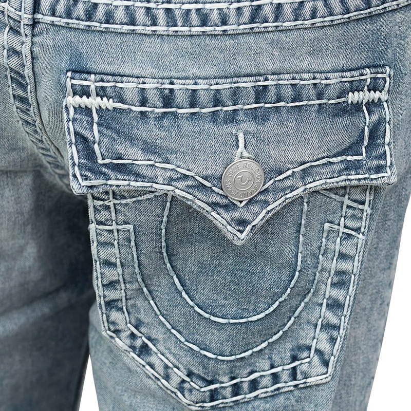 True Religion Straight Leg Jeans - Straight Jeans- Länge 34- Super T- Klapptasch blau(Image 5)
