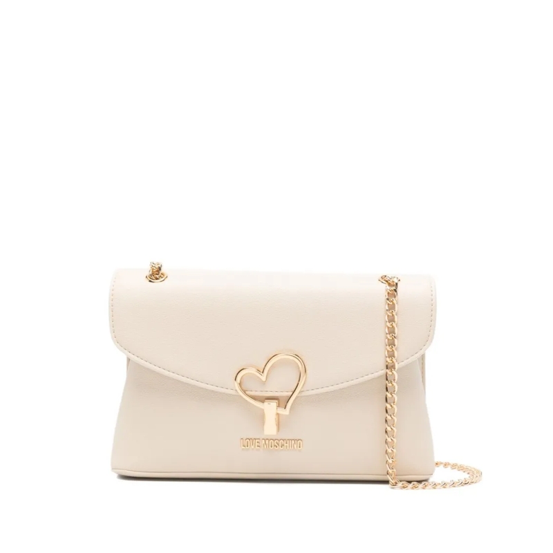 Love Moschino Schultertasche Ivory Shoulder Bag With Gold-Tone Heart Clasp And  Neutrals