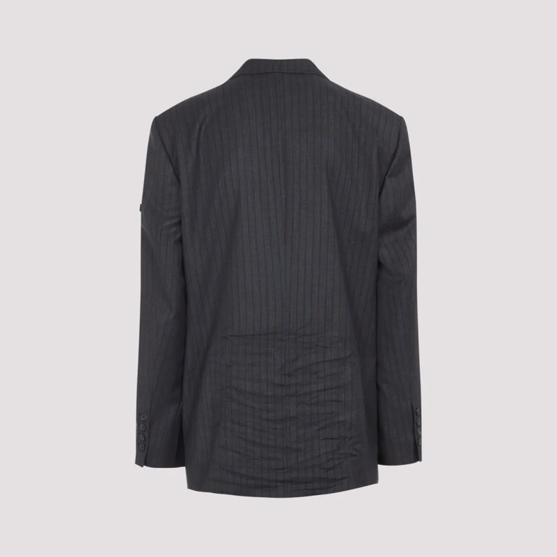 Balenciaga Blazer Tailored Grey Wool Jacket Black