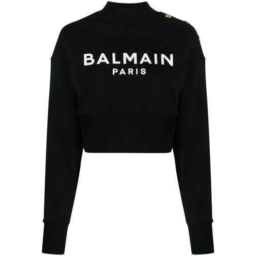 Balmain Hemden Logo-Print Cropped Sweatshirt Black