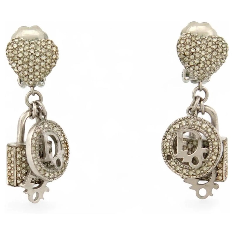 Christian Dior Ohrstecker DIOR HERZLOGO HÃ„NGENDE OHRRINGE AUS SILBERMETALL  silber