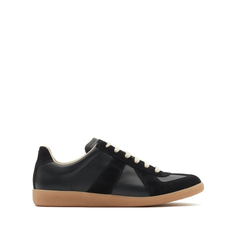 Maison Margiela Sneaker basse Black Leather And Suede Sneakers With Contrasting  Black